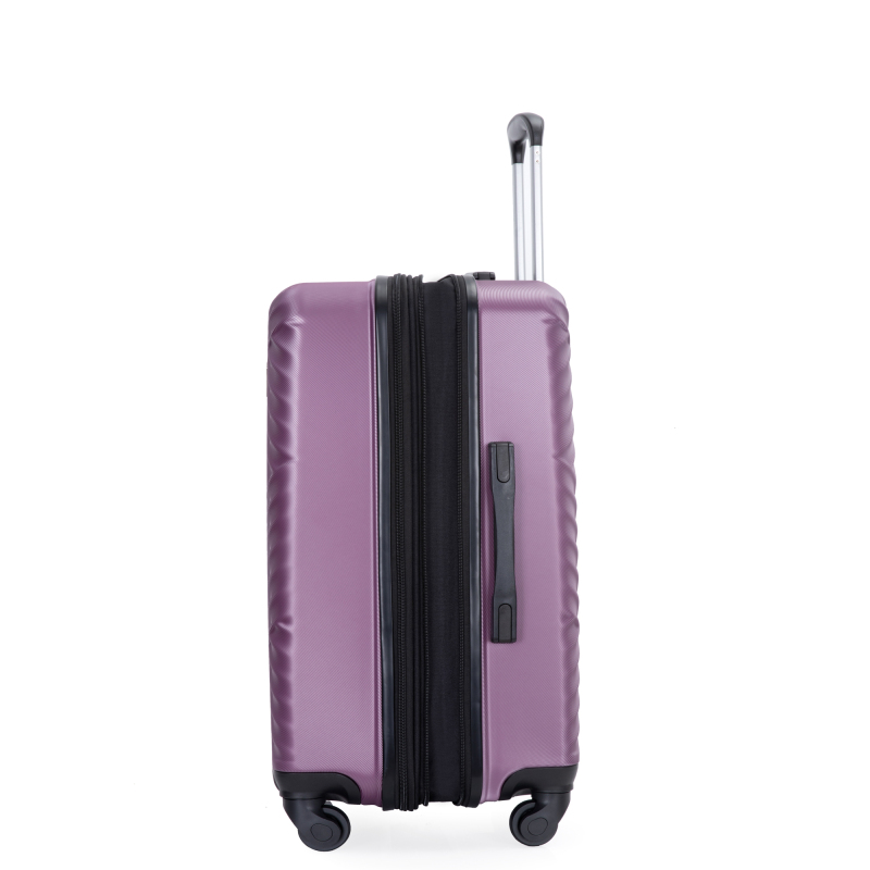 Expandable 3 Piece Luggage Sets PC Lightweight Suitcase with Two Hooks, Spinner Wheels, TSA Lock, (20/24/28), Purple